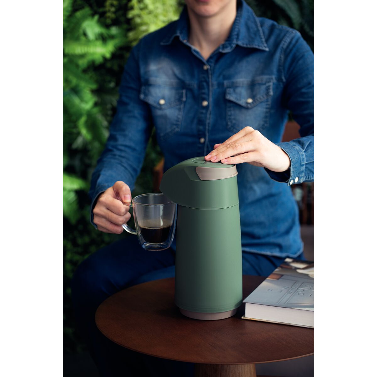 TERMO CON SIFÓN 1L. - VERDE