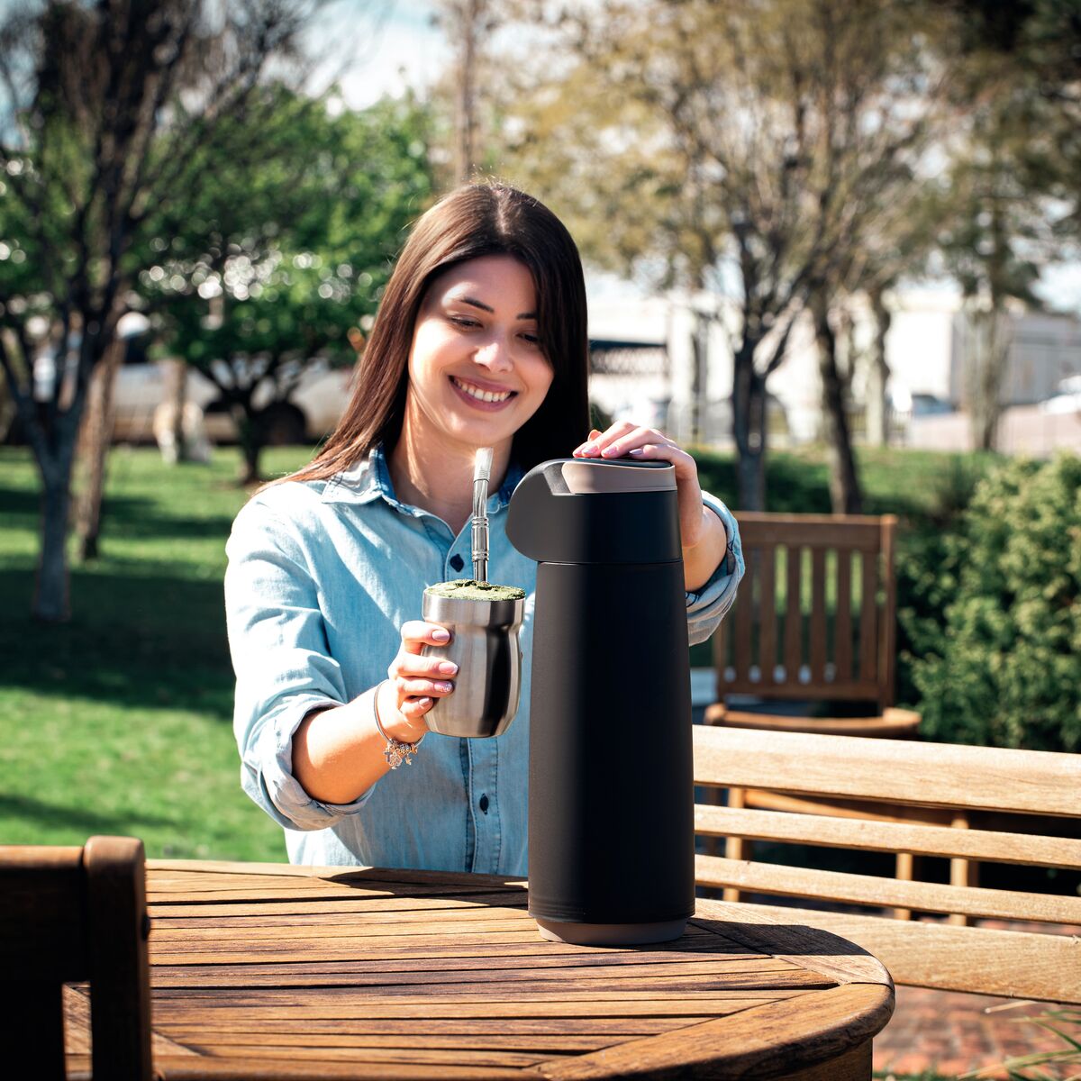 Tramontina Termo con Sifón Exata Negro 1,8L