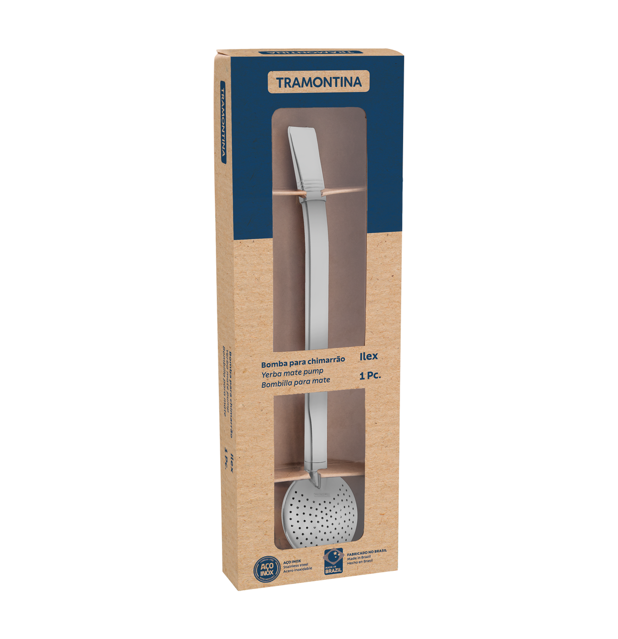 Tramontina Bombilla para Mate en Acero Inoxidable Liso sin Rosca 19 cm