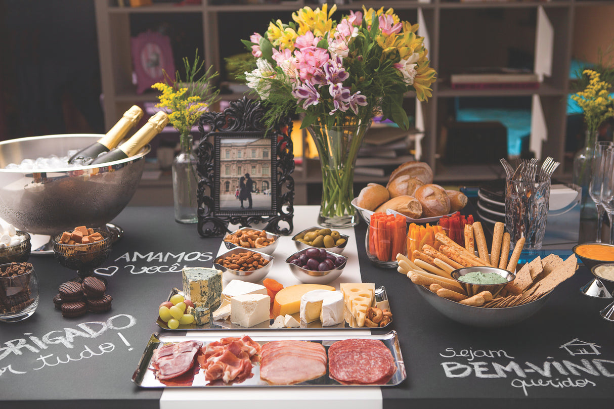 Bandeja rectangular de acero inoxidable alto brillo 38x17 cm, Quadrata