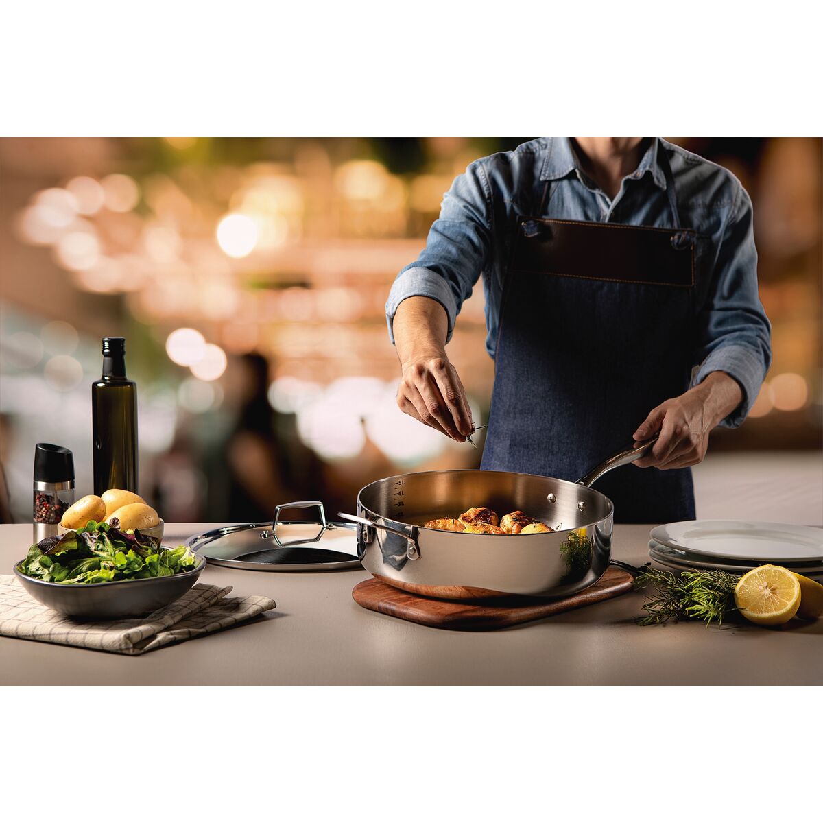 SARTÉN HONDO 30 CM - 5,60L. - TRI-PLY GRANO