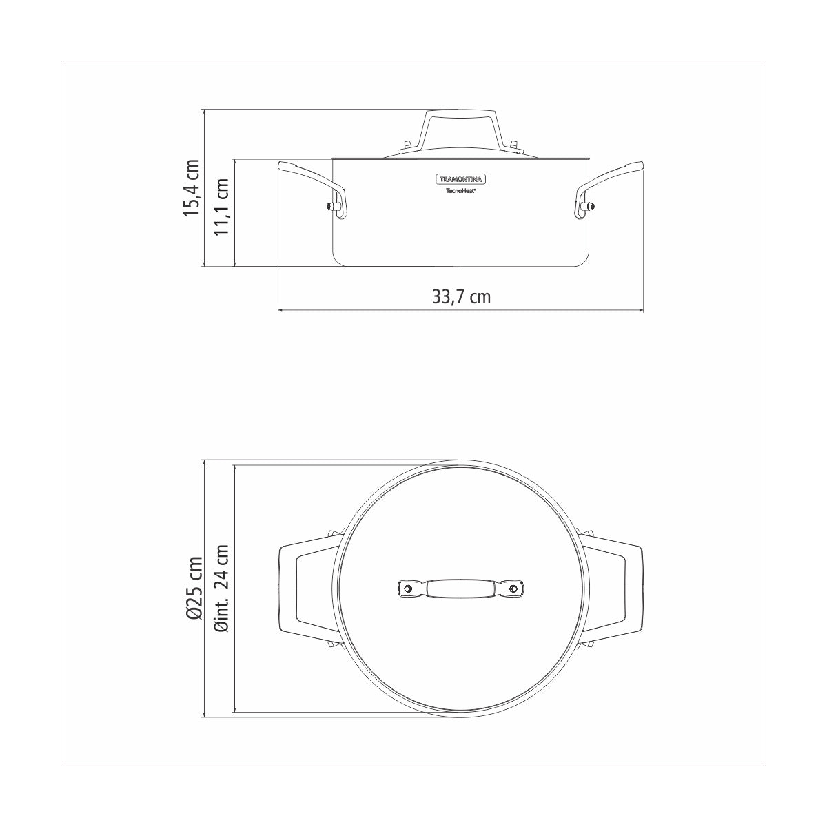 CACEROLA 24CM - 4,40L. - TRI-PLY GRANO