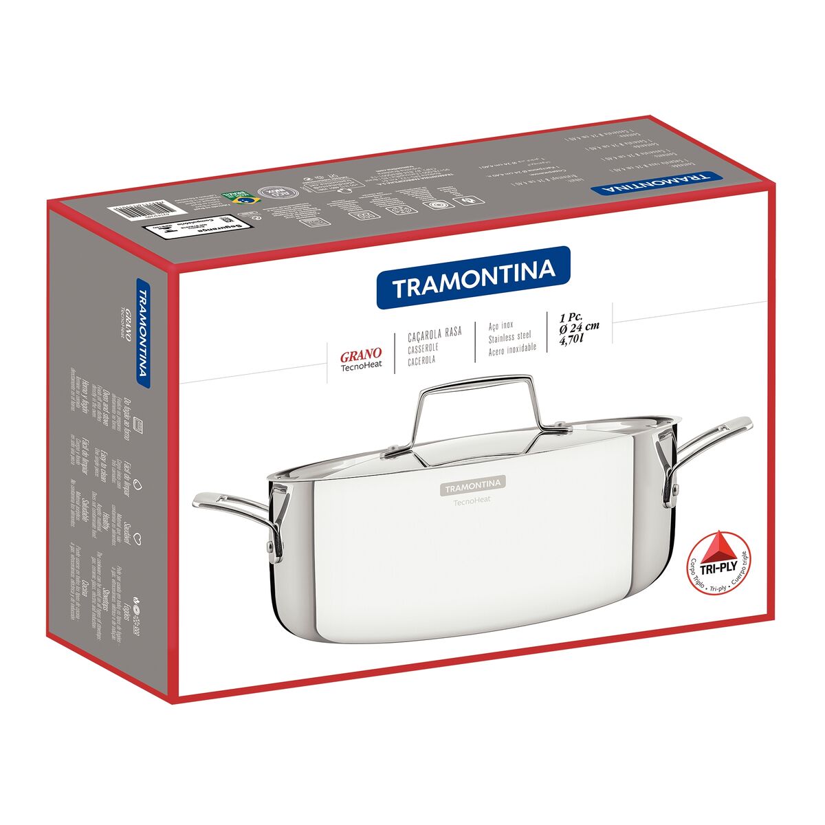 CACEROLA 24CM - 4,40L. - TRI-PLY GRANO