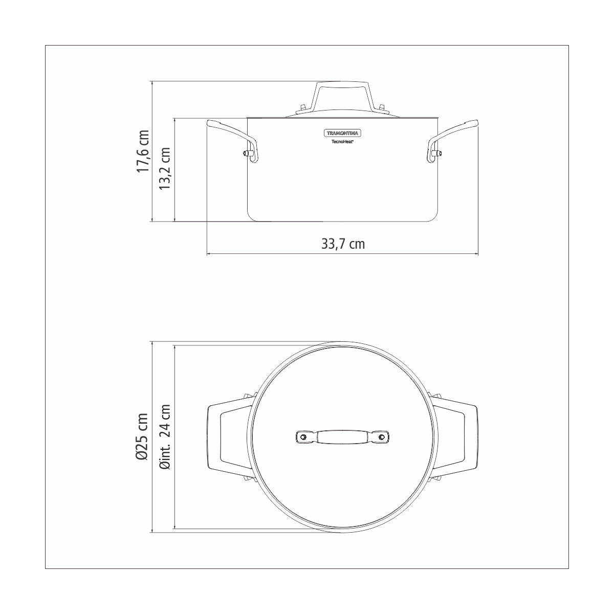 CACEROLA HONDA 24CM - 5,80L. - TRI-PLY GRANO