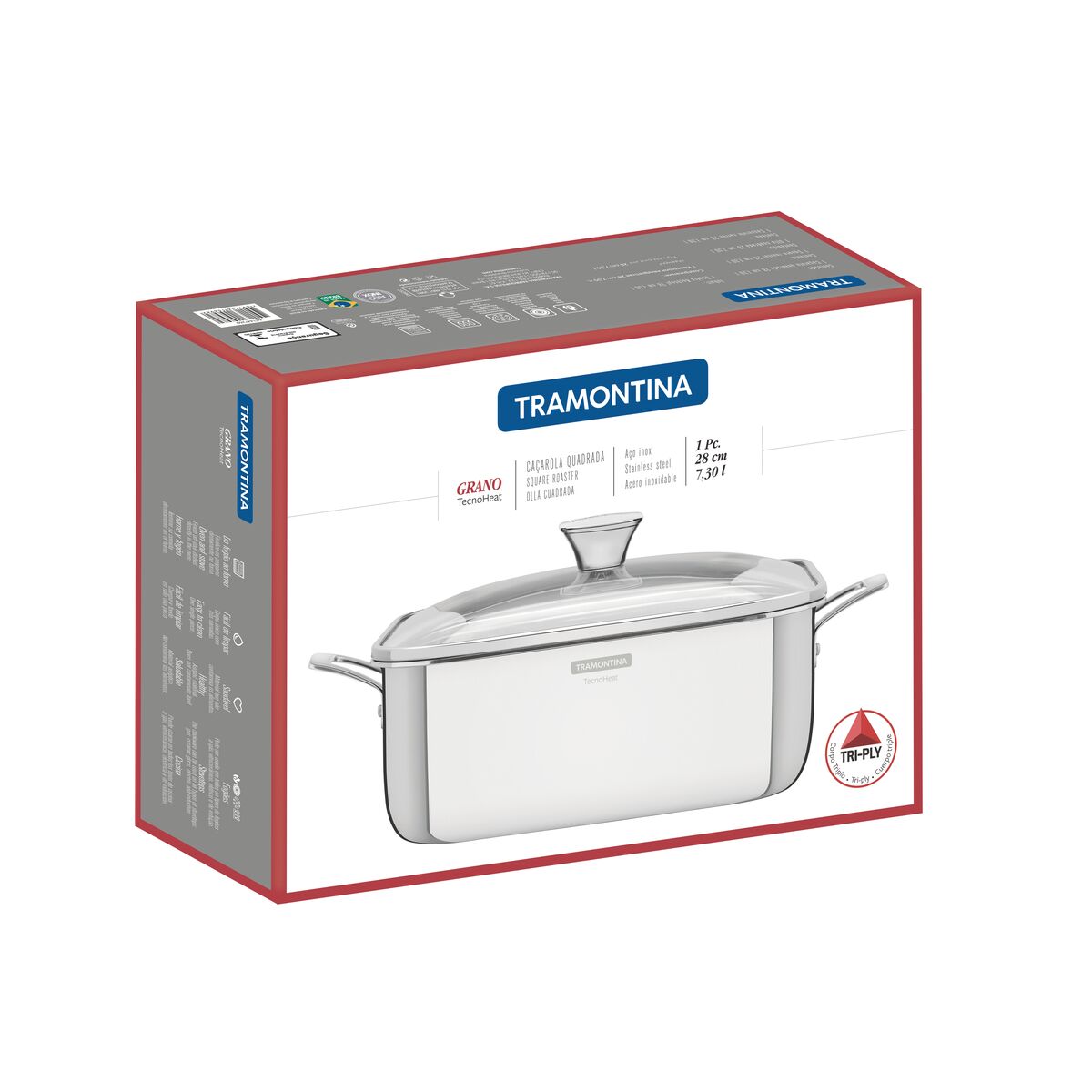 OLLA CUADRADA 26X26CM - 7,30L. - TRI-PLY GRANO