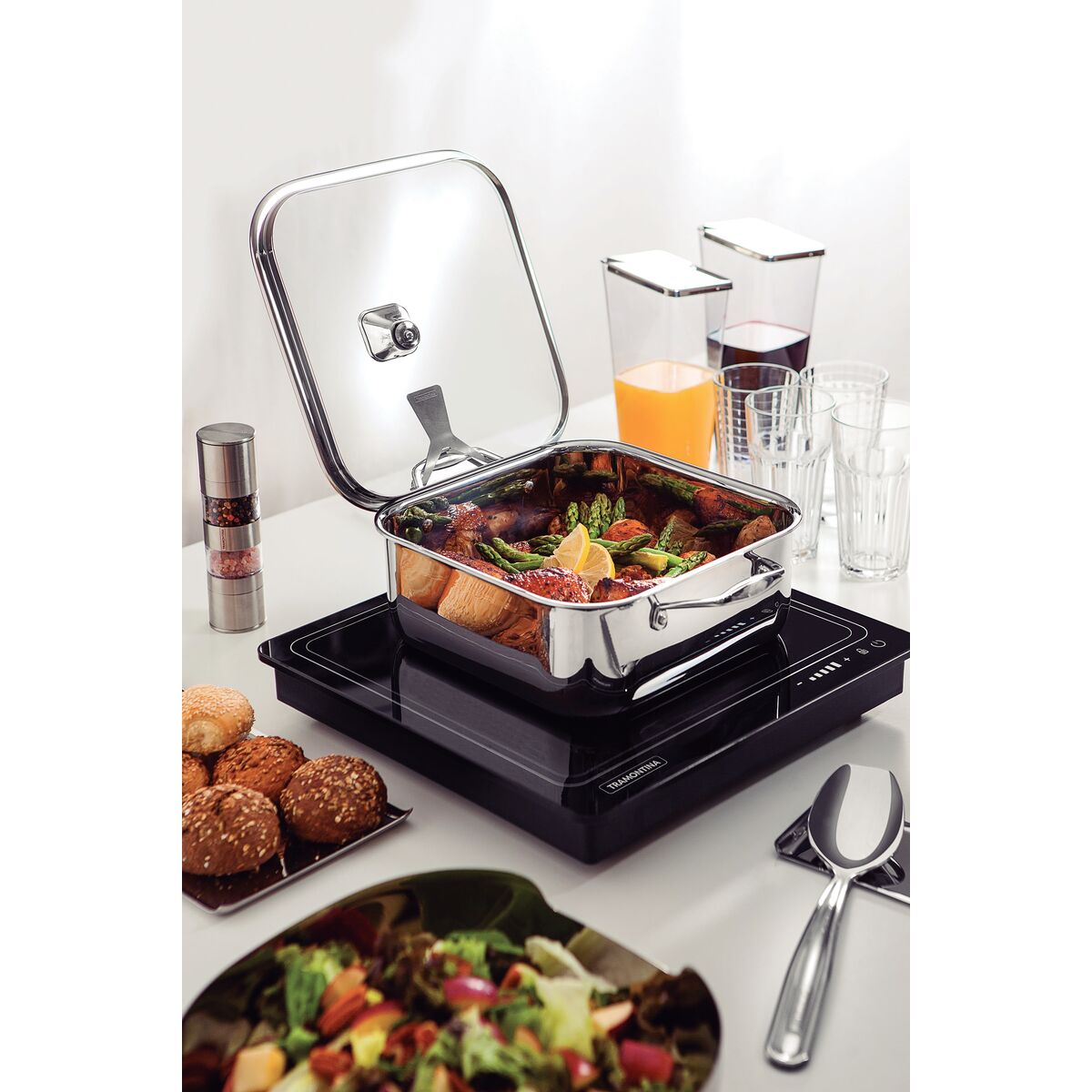 OLLA CUADRADA 26X26CM - 7,30L. - TRI-PLY GRANO