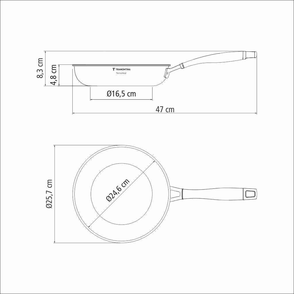 Tramontina Sartén Tri-Ply Grano de Acero Inoxidable 24 cm