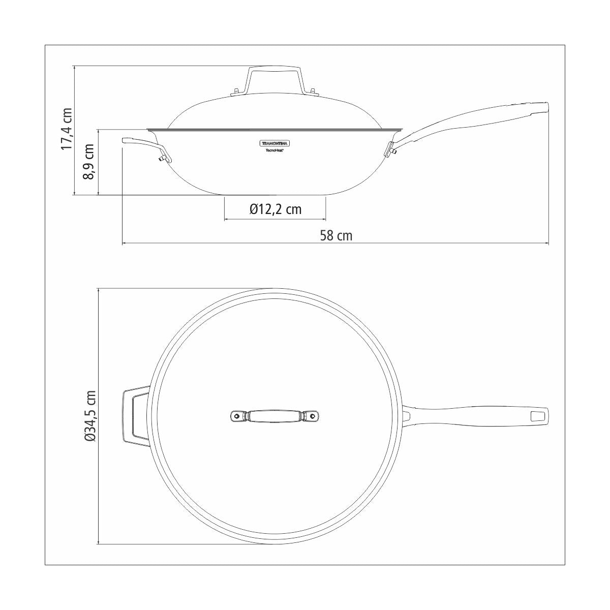 WOK CON ANTIADHERENTE 32CM - 5,20L. - TRI-PLY GRANO
