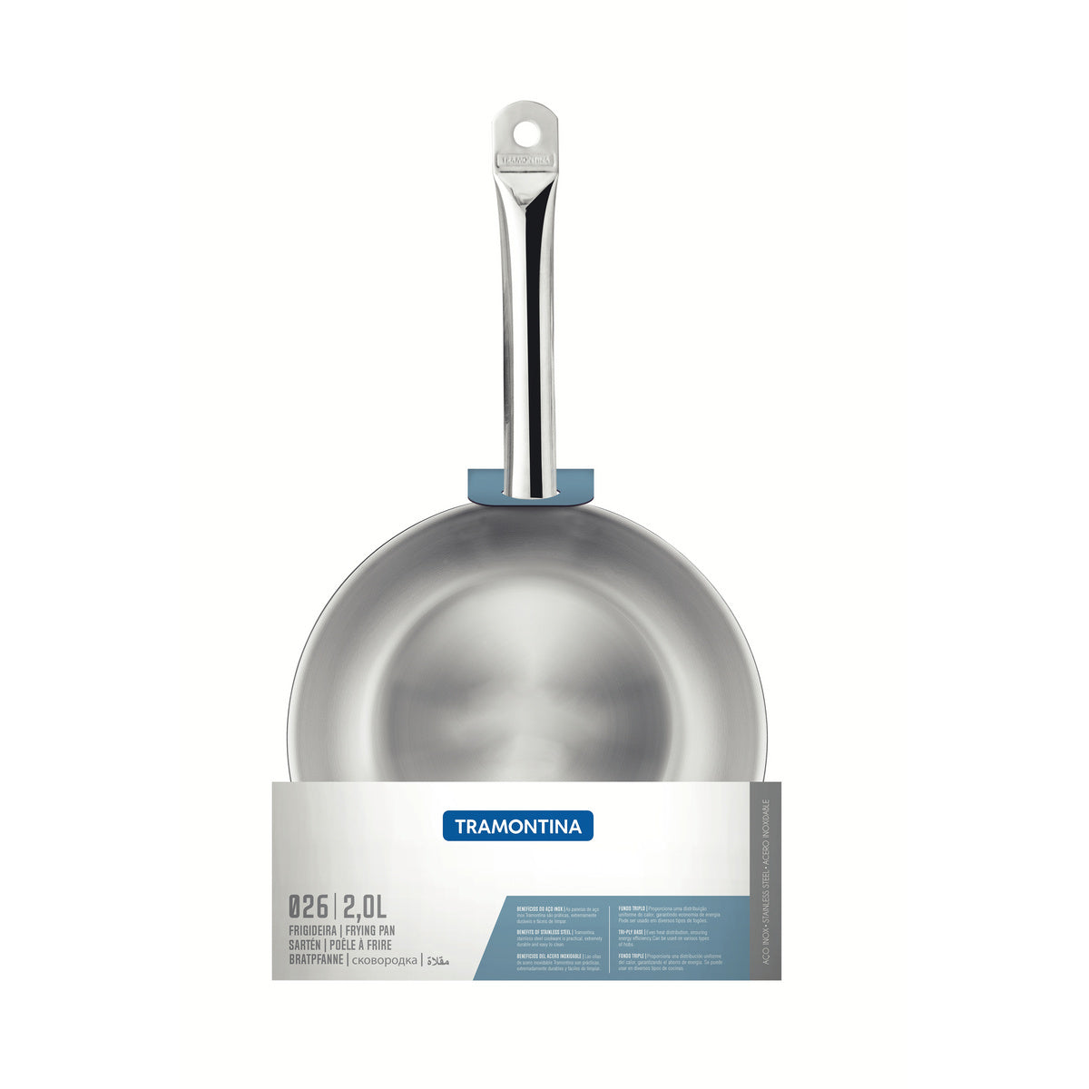 Sartén Professional de Acero Inoxidable Fondo Triple con mango 26 cm 2L