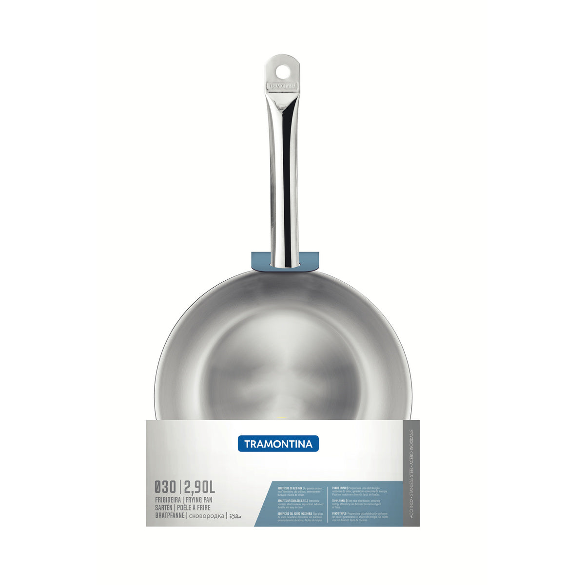 Sartén Tramontina Professional 30 cm de Acero Inoxidable con Fondo Triple – 2,9 L