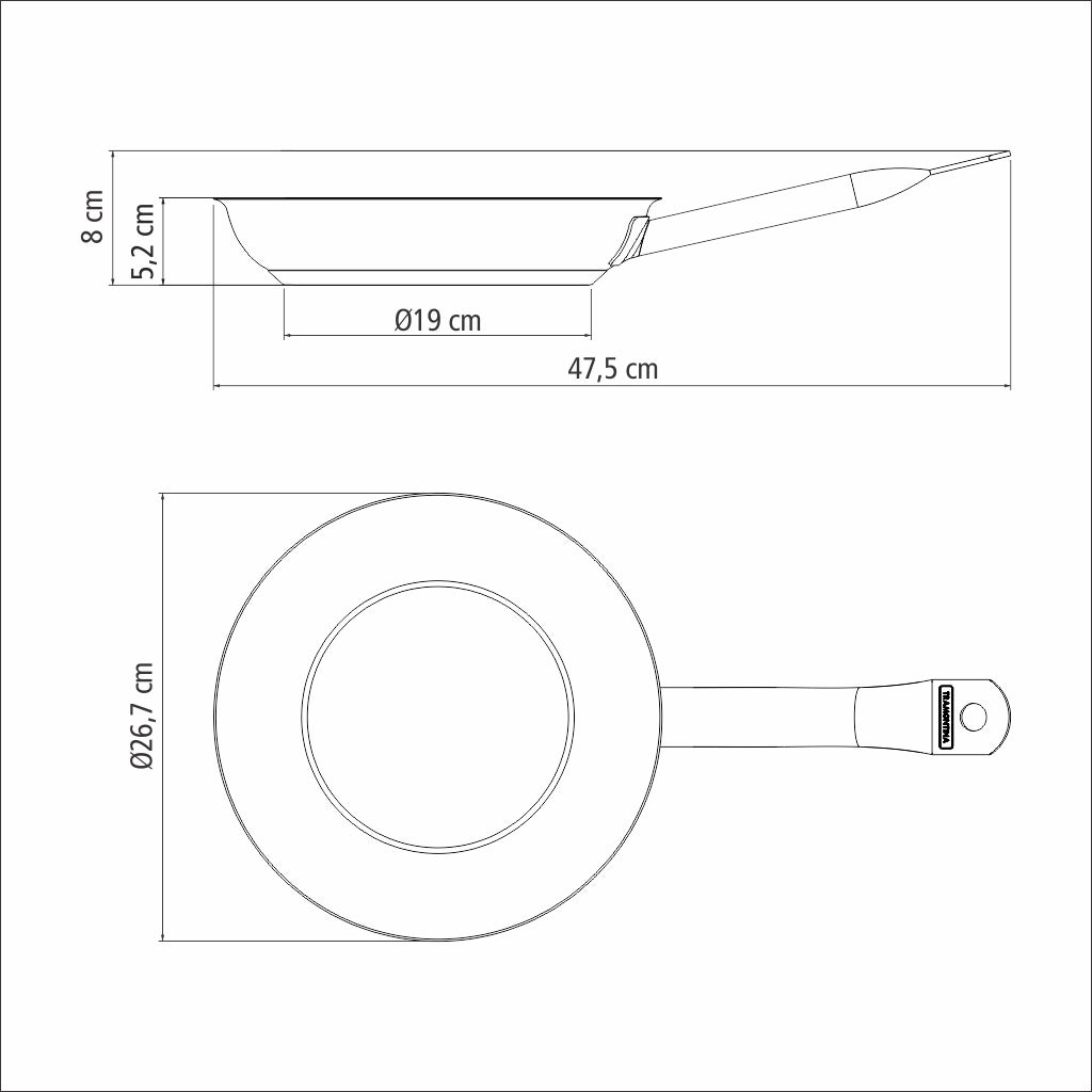 Sartén Professional de Acero Inoxidable Fondo Triple con mango 26 cm 2L