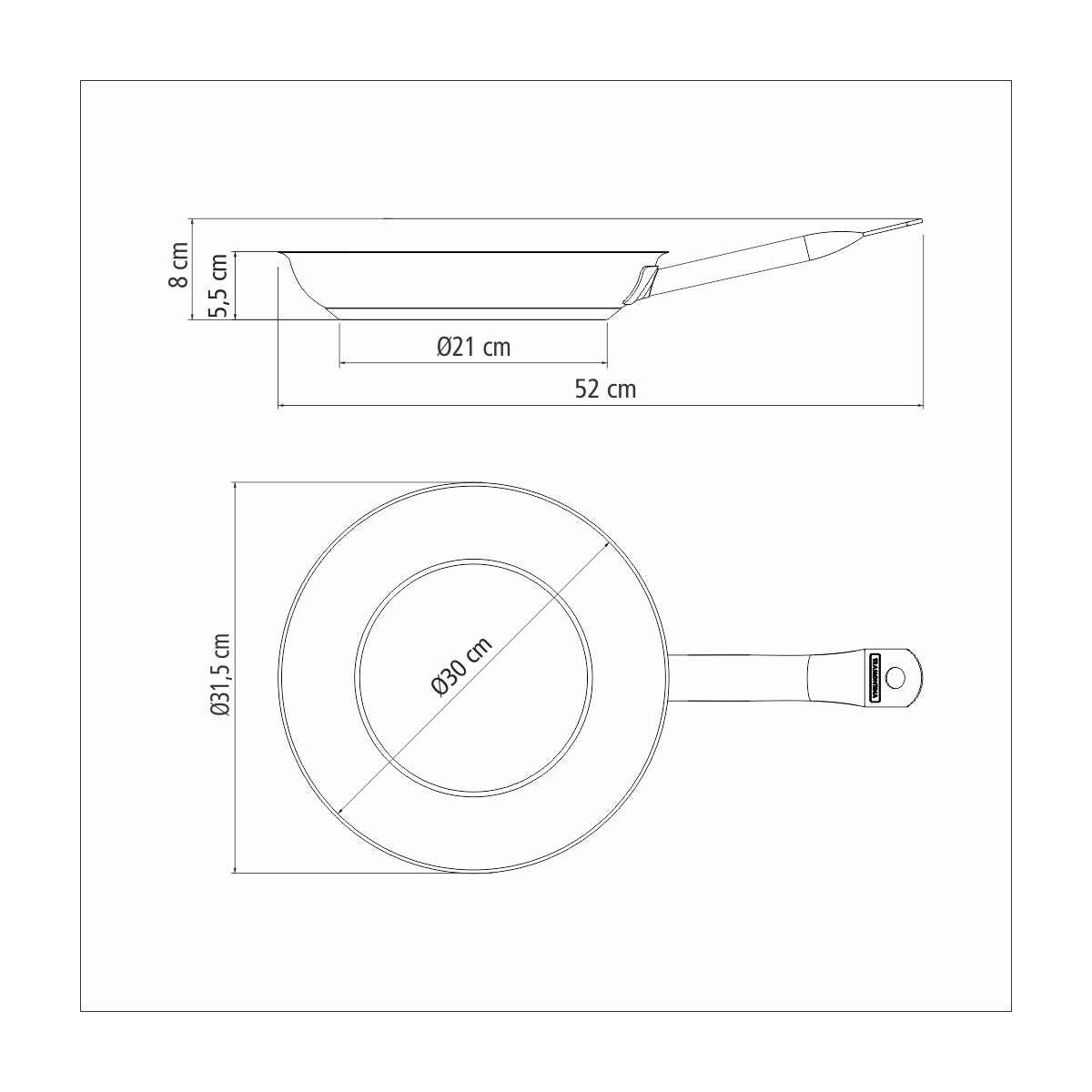 Sartén Tramontina Professional 30 cm de Acero Inoxidable con Fondo Triple – 2,9 L