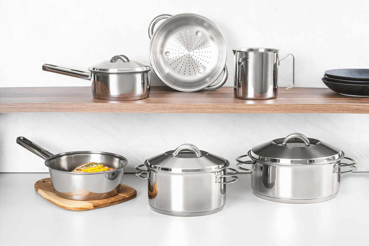 Tramontina Batería de Cocina Solar de Acero Inoxidable con fondo triple 6 piezas