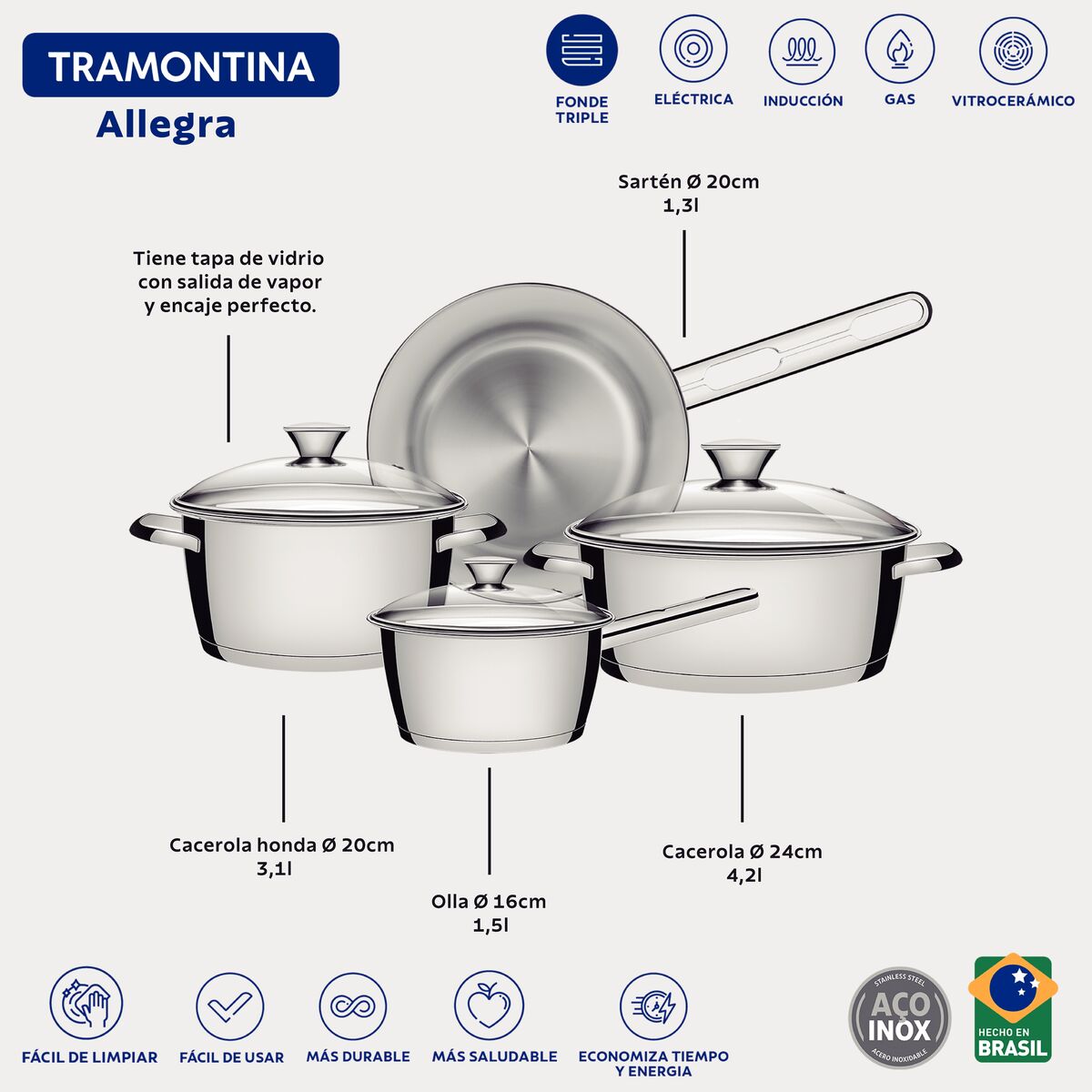 JUEGO DE OLLAS 4PZAS. - ALLEGRA