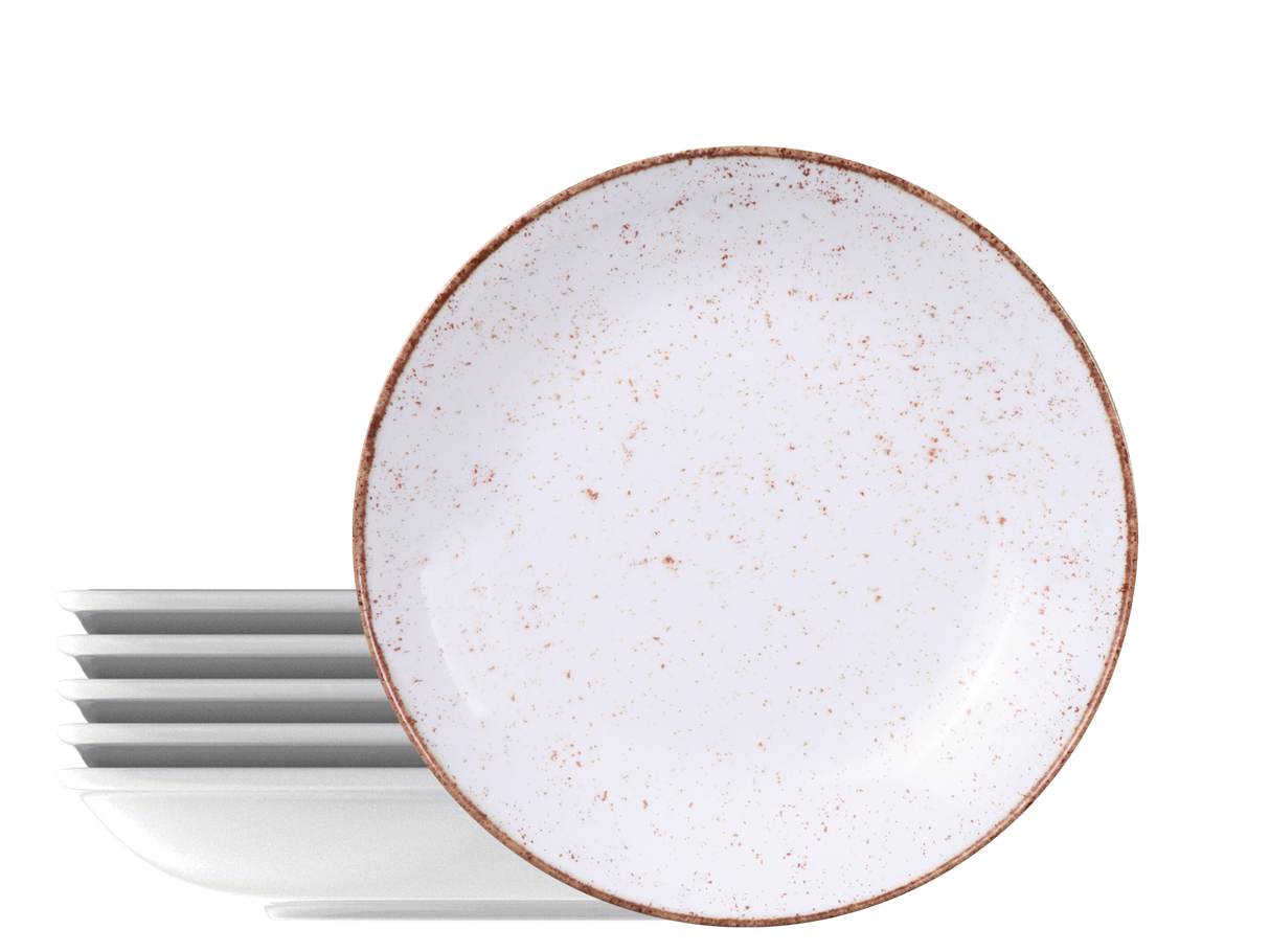 Juego de Platos Hondos Rústico Marron en Porcelana 22 cm 06 Piezas