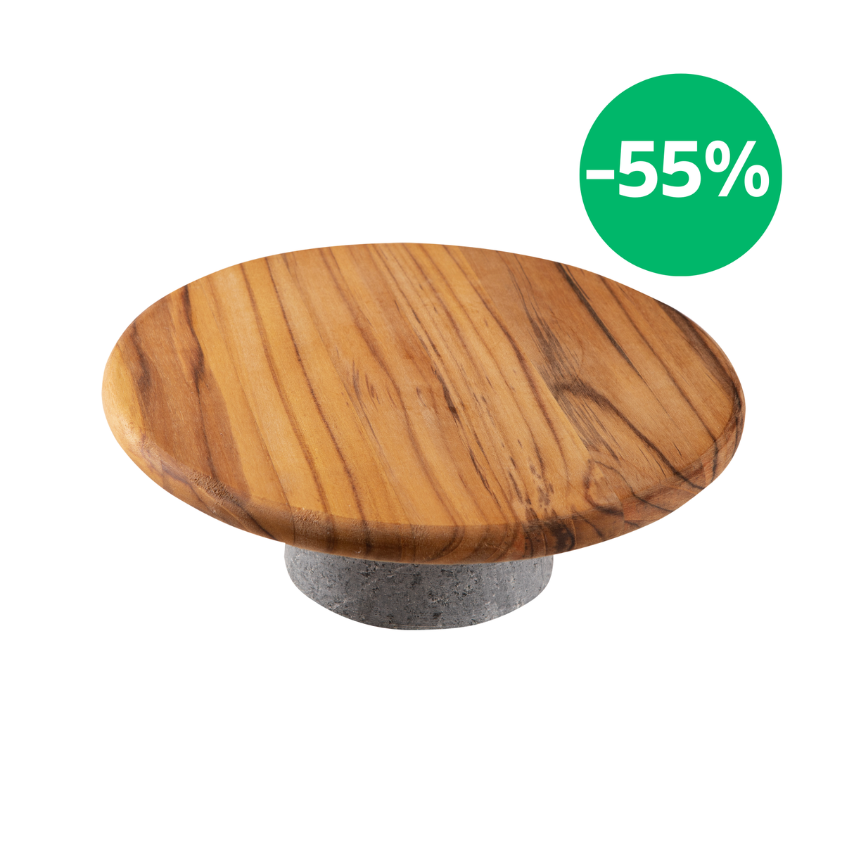 Tabla Soporte para Tarta de Madera Teca con soporte de piedra Provence 26 x 9 cm