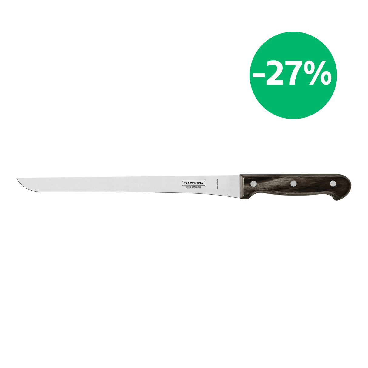 Tramontina Cuchillo Jamonero en Acero Inoxidable Polywood Castaño 25 cm
