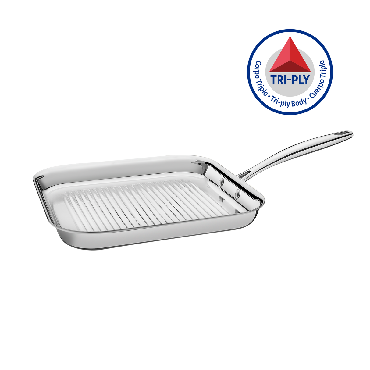 Tramontina Sartén Parrilla Tri-Ply Grano de Acero Inoxidable 26 x 26 cm