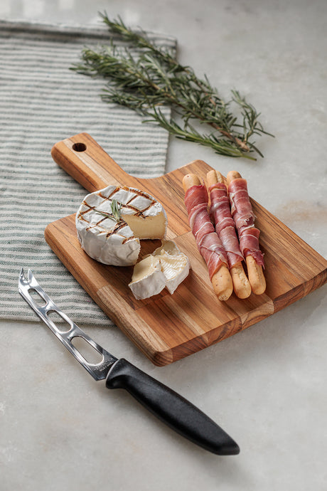 Juego Tabla en Madera Teca + Cuchillo para Queso Kitchen
