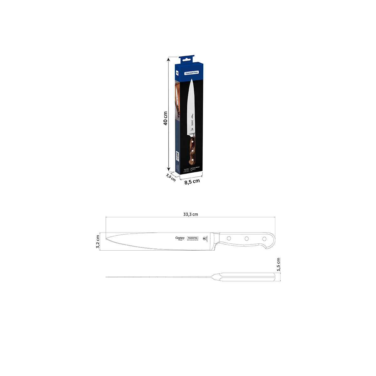 CUCHILLO TRINCHANTE 21CM - CENTURY WOOD NSF