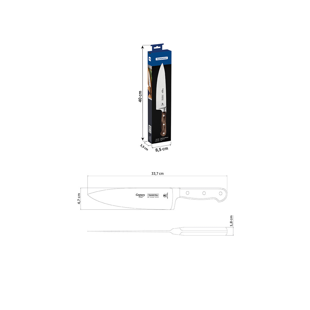 CUCHILLO COCINERO 20,5CM - CENTURY WOOD NSF