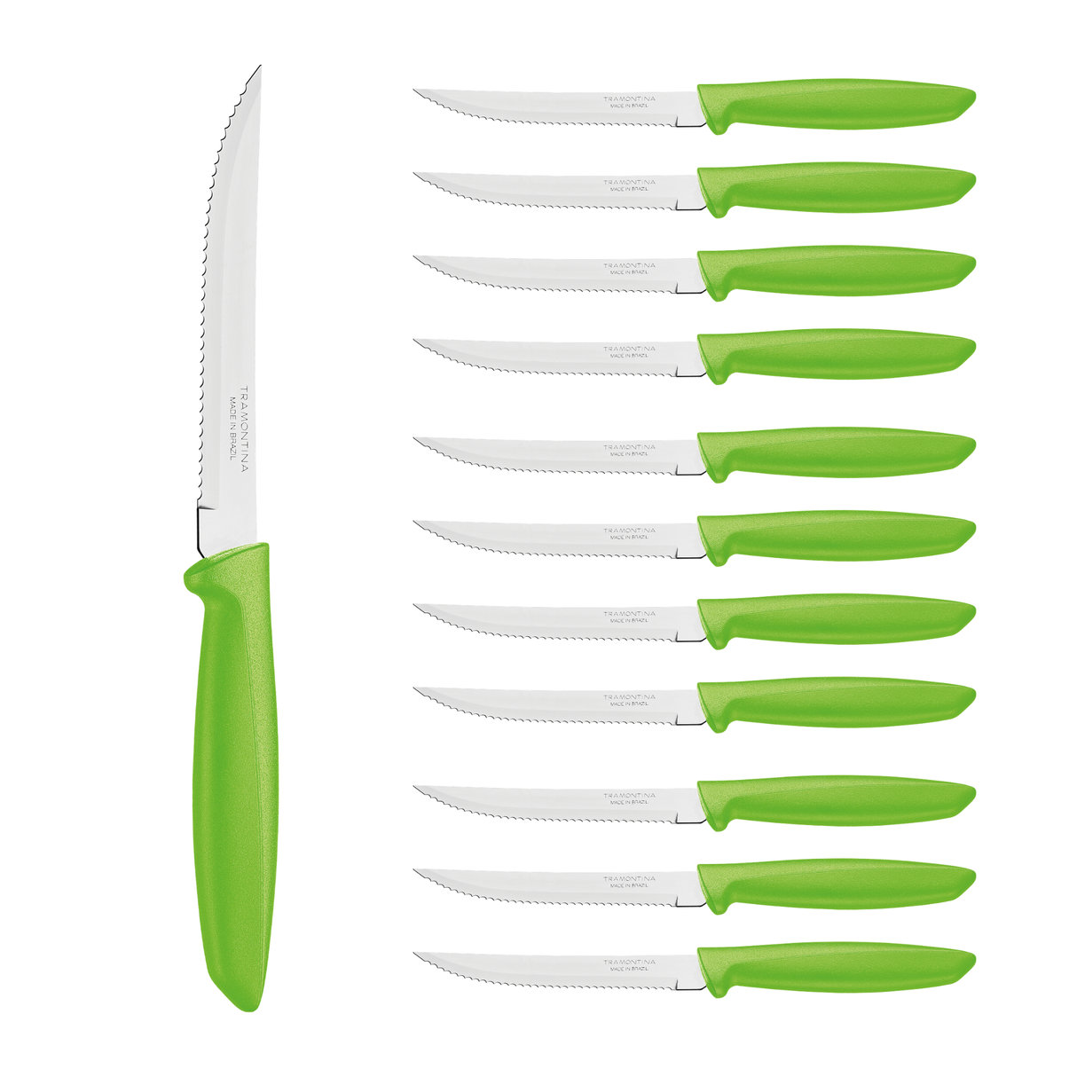 Tramontina Cuchillo Dentado Plenus Verde Acero Inoxidable 12 unidades
