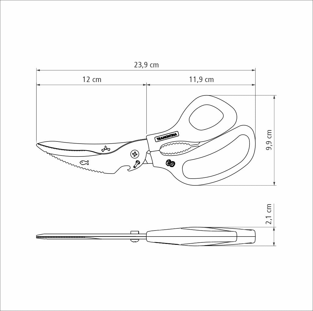 Tijera Trinchante en Acero Inoxidable y Mango de Polipropileno Negro