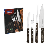 JUEGO ÚTILES Y CUBIERTOS PARA CARNE/BBQ 14PZAS. - POLYWOOD FSC CASTAÑO