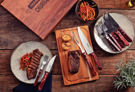 Maletín Juego de Cubiertos 15 Piezas Polywood Castaño