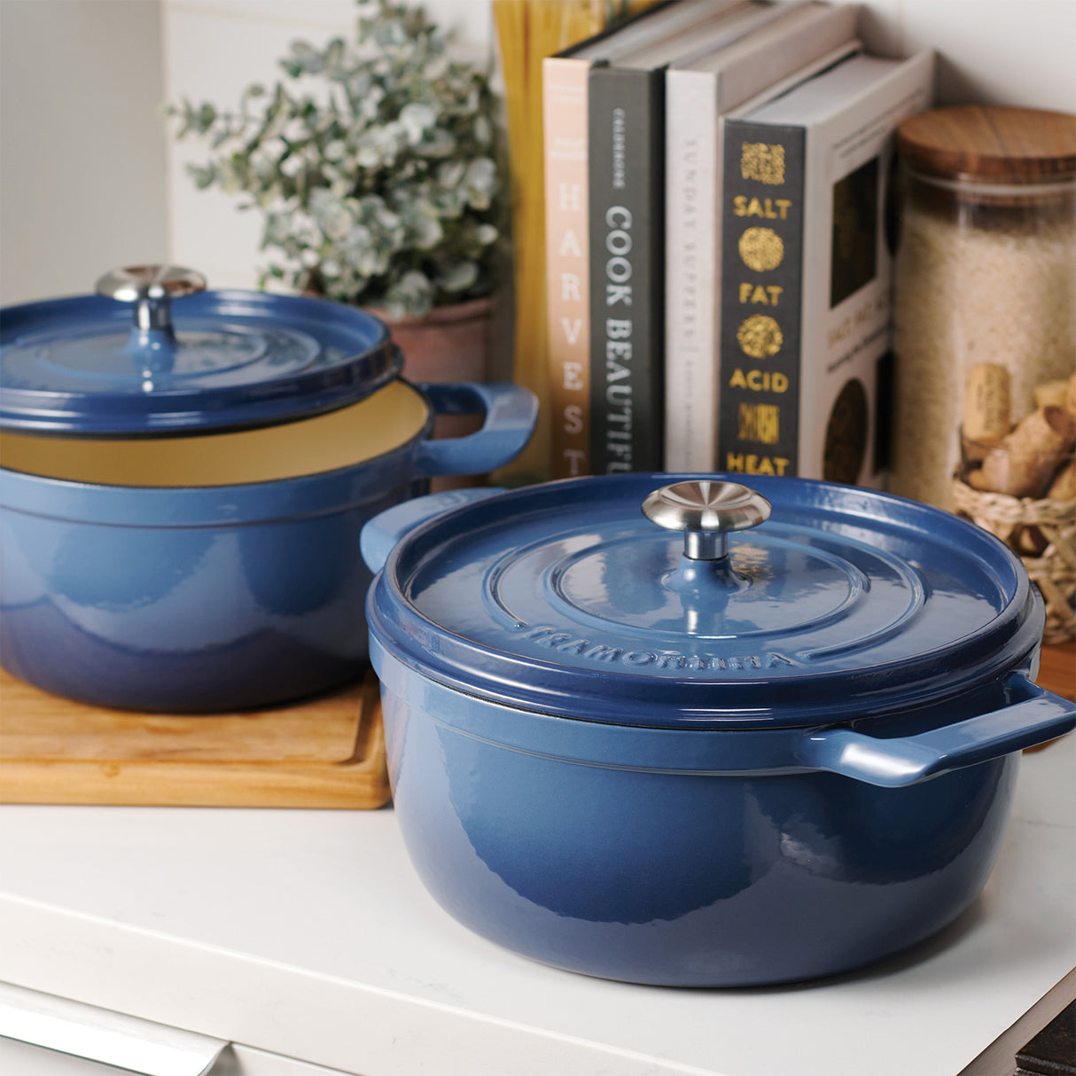 Tramontina Cocotte con Tapa de Hierro Fundido Esmaltado Azul 26 cm