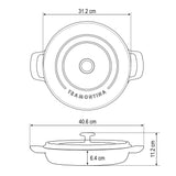 Tramontina Cazuela Baja con Tapa de Hierro Fundido Esmaltado Azul 30 cm - 3,8 L