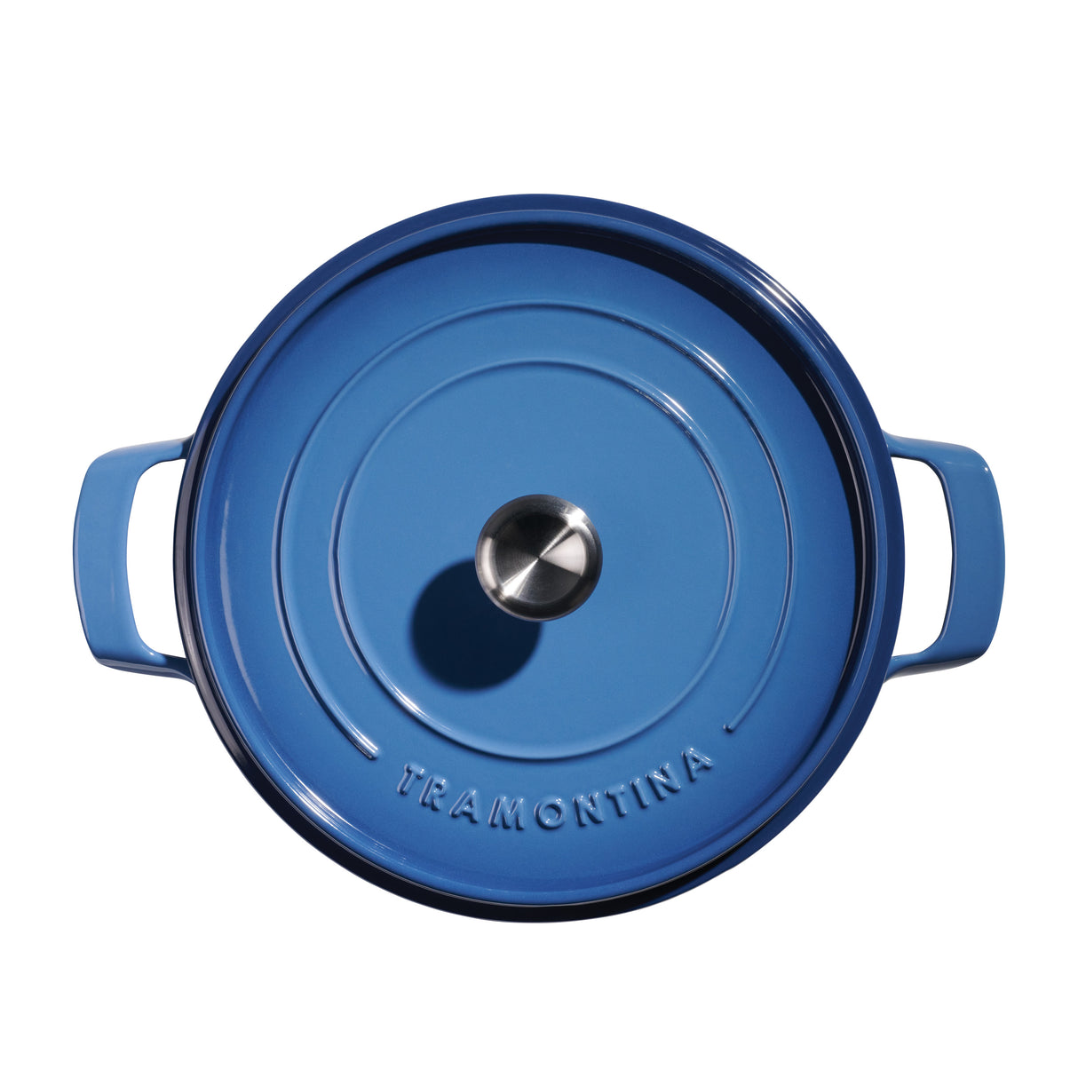 Tramontina Cazuela Baja con Tapa de Hierro Fundido Esmaltado Azul 30 cm - 3,8 L