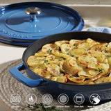 Tramontina Cazuela Baja con Tapa de Hierro Fundido Esmaltado Azul 30 cm - 3,8 L