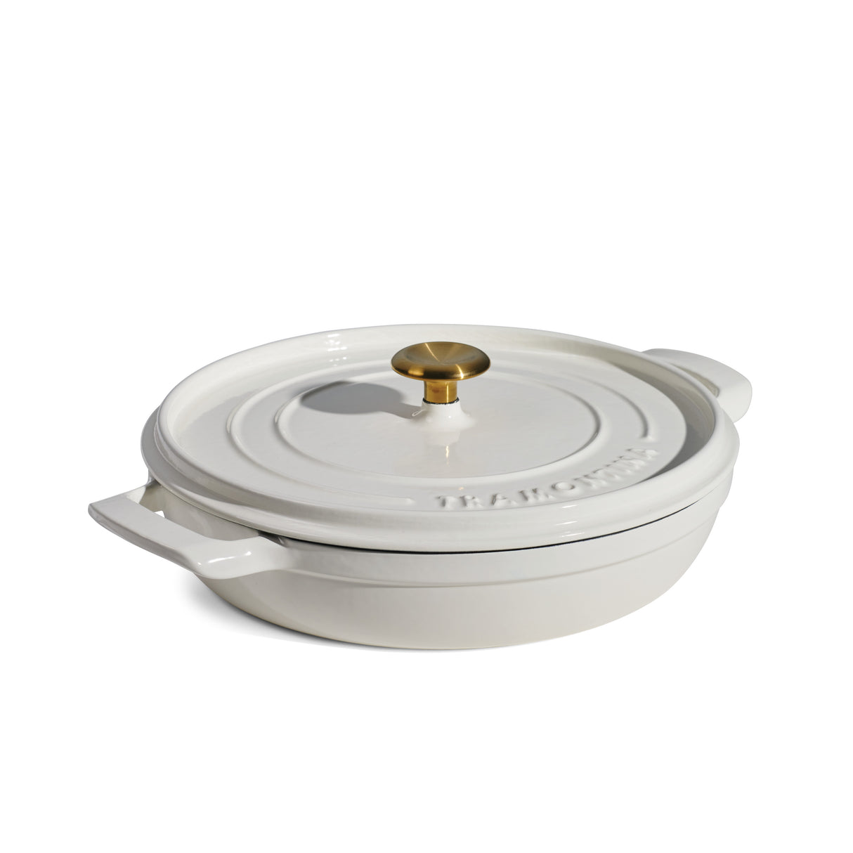 Tramontina Cazuela Baja con Tapa de Hierro Fundido Esmaltado Latte 30 cm - 3,8 L