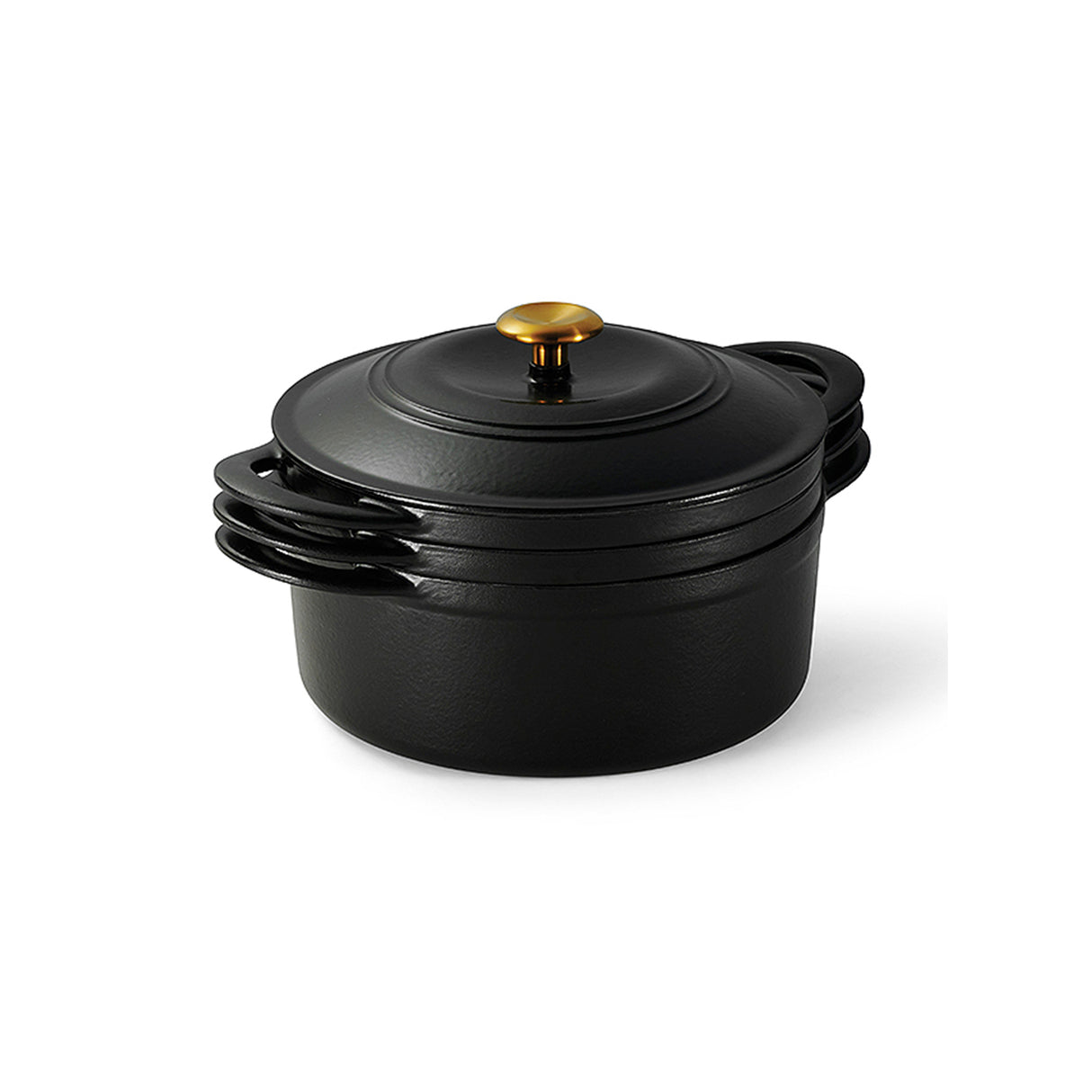 Tramontina Juego de Ollas de Hierro Fundido Esmaltado Apilables Negro 3 piezas