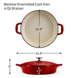 Tramontina Cazuela Baja de Hierro Fundido Esmaltado Rojo 30 cm 3,8L