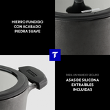 Tramontina Cacerola de Hierro Fundido Precurada Titanex 24 cm 4,9L