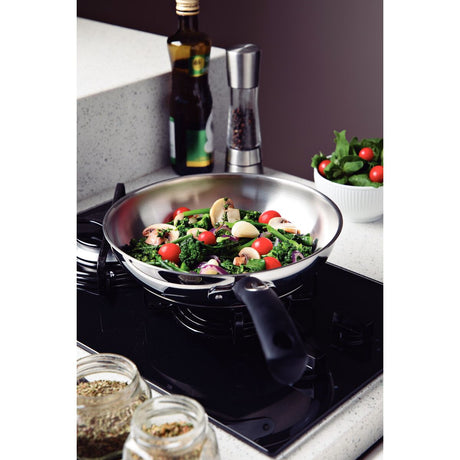 Sartén de Acero Inoxidable con Fondo Triple y Mango de Silicona Astro, 20 cm, 1,3 L