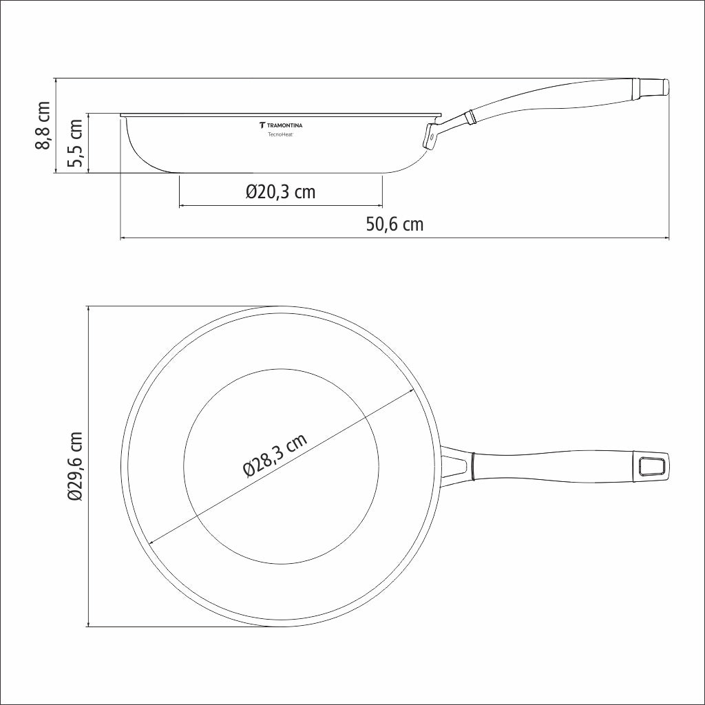 Tramontina Sartén Tri-Ply Grano de Acero Inoxidable 28 cm