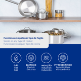 Tramontina Juego de Ollas Una de Acero Inoxidable con fondo triple 4 piezas