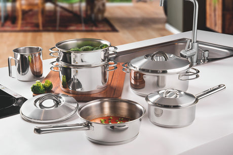 Tramontina Batería de Cocina Solar de Acero Inoxidable con fondo triple 6 piezas