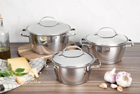 Tramontina Juego de Ollas Allegra de Acero Inoxidable con Fondo Triple 3 piezas