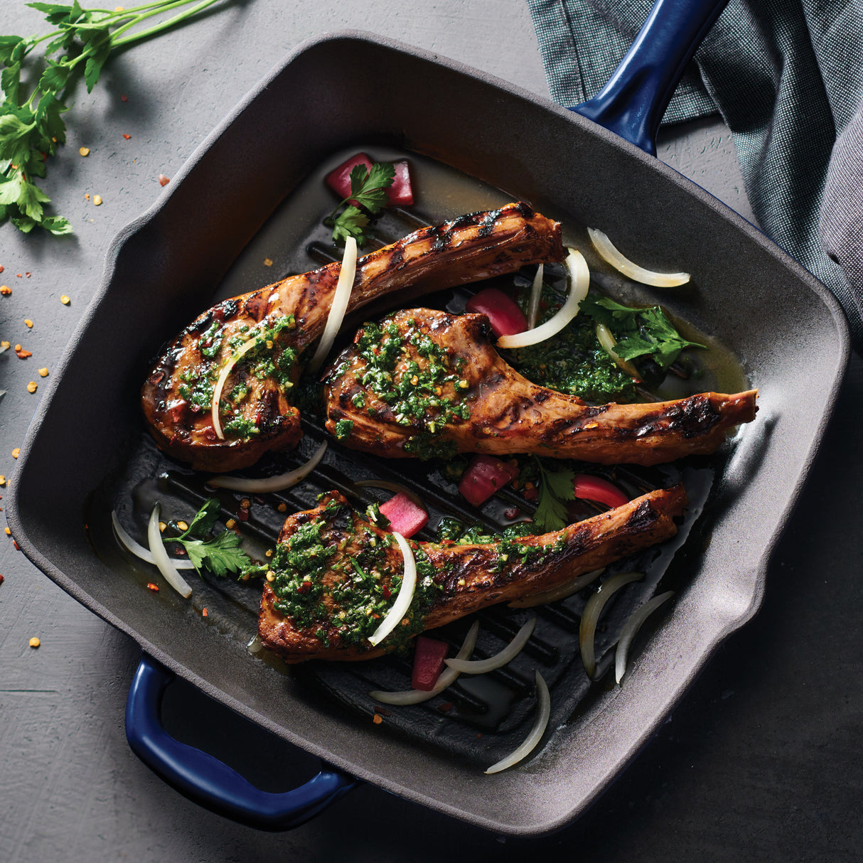 Tramontina Sartén Parrilla de Hierro Fundido Esmaltado Azul 27 cm