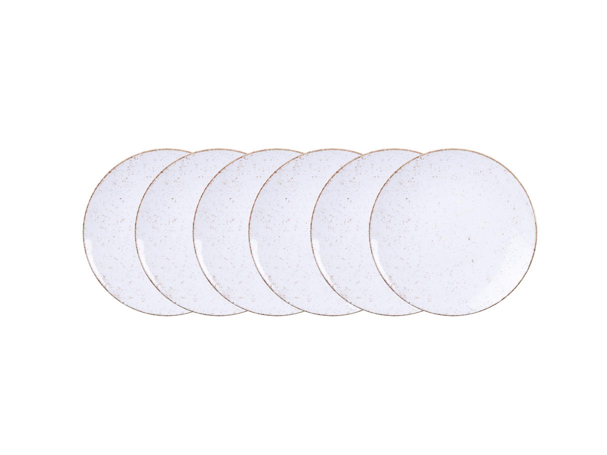 Juego de Platos de Postre Rústico Marron en Porcelana 21 cm 06 Piezas