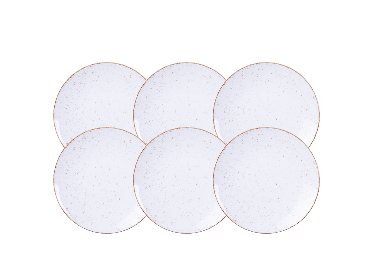 Juego de Platos de Postre Rústico Marron en Porcelana 21 cm 06 Piezas