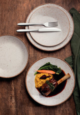 Juego de Platos Hondos Rústico Marron en Porcelana 22 cm 06 Piezas