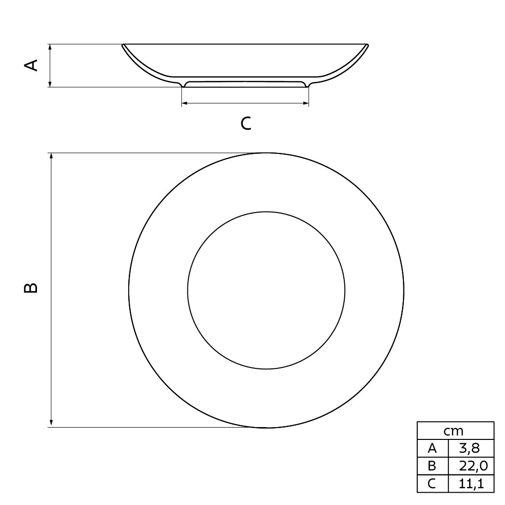 Juego de Platos Hondo porcelana Soho, 22 cm, 6 piezas
