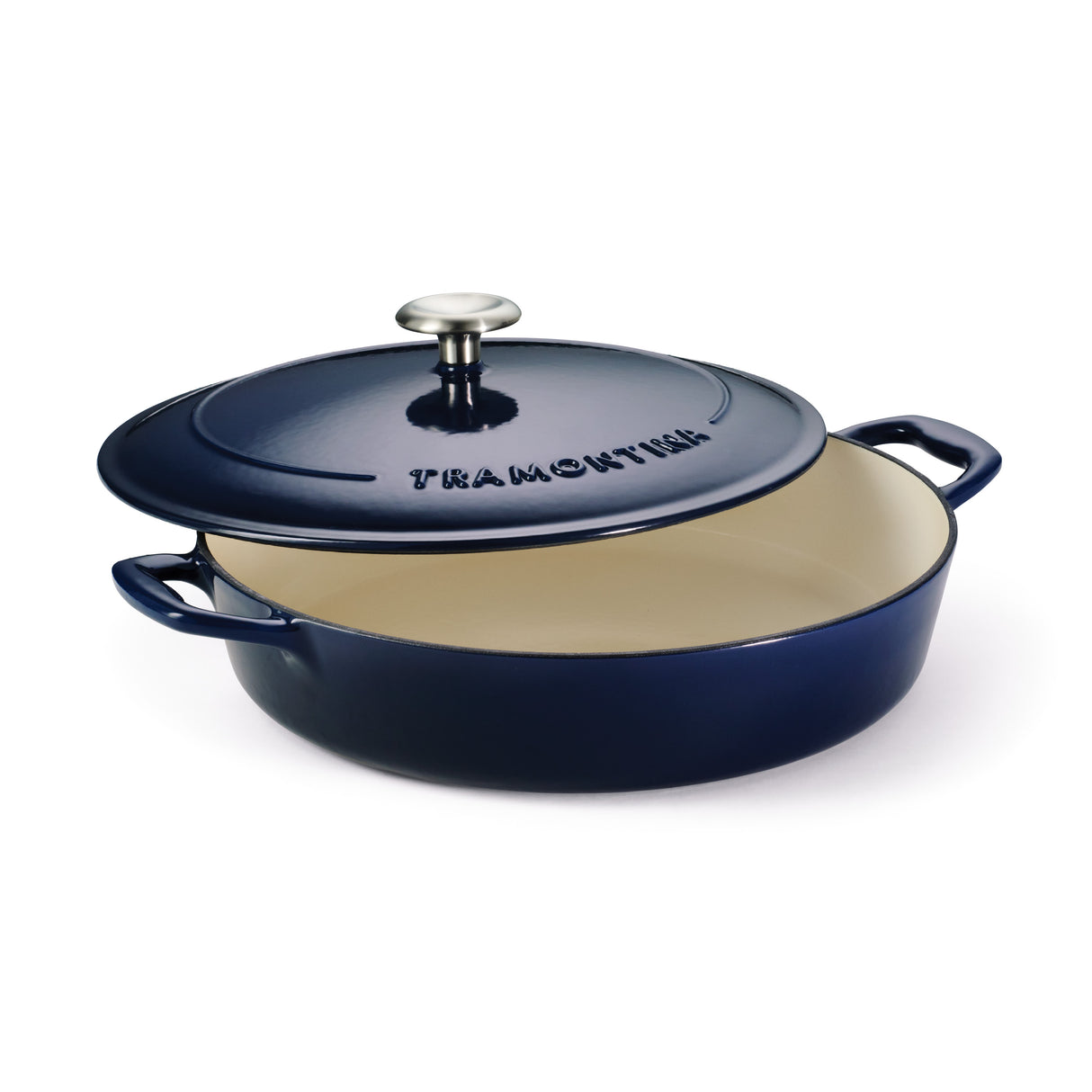 Tramontina Cazuela Baja de Hierro Fundido Esmaltado Azul Bestow 30 cm 3,8L