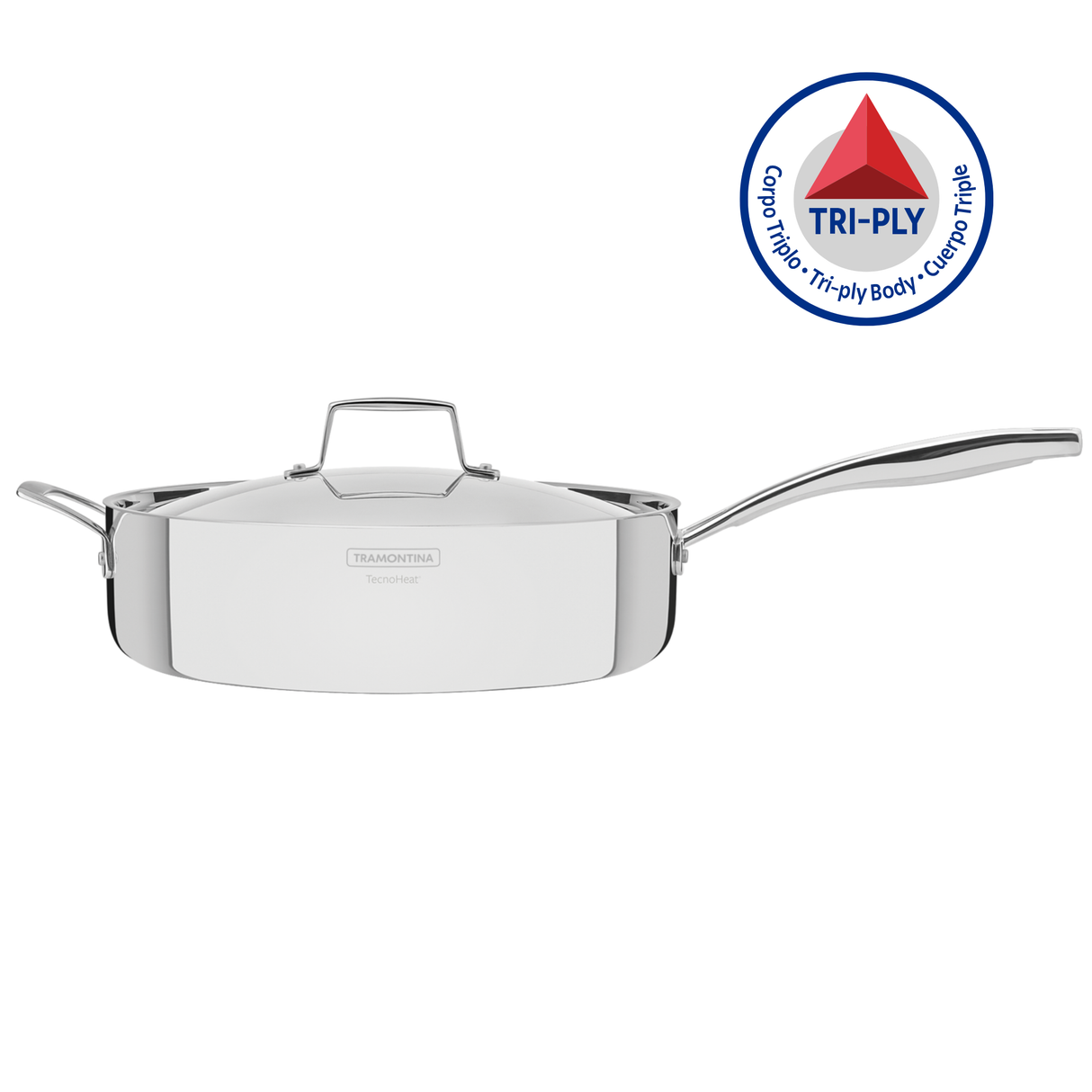 Tramontina Sartén Hondo Tri-Ply Grano de Acero Inoxidable 30 cm